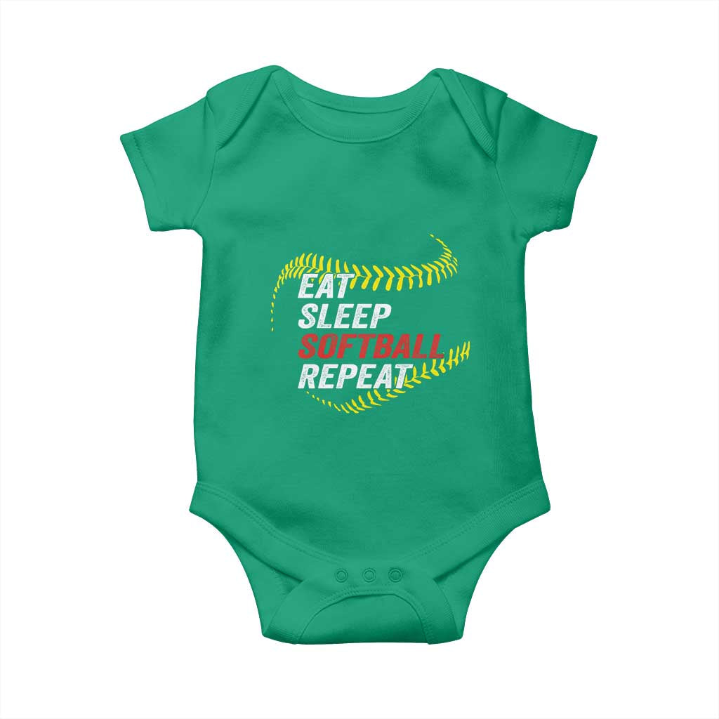 Eat Sleep Softball Repeat Baby Onesie Funny Softball Player