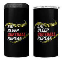 Eat Sleep Softball Repeat 4 in 1 Can Cooler Tumbler Funny Softball Player