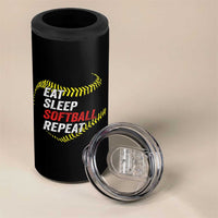 Eat Sleep Softball Repeat 4 in 1 Can Cooler Tumbler Funny Softball Player
