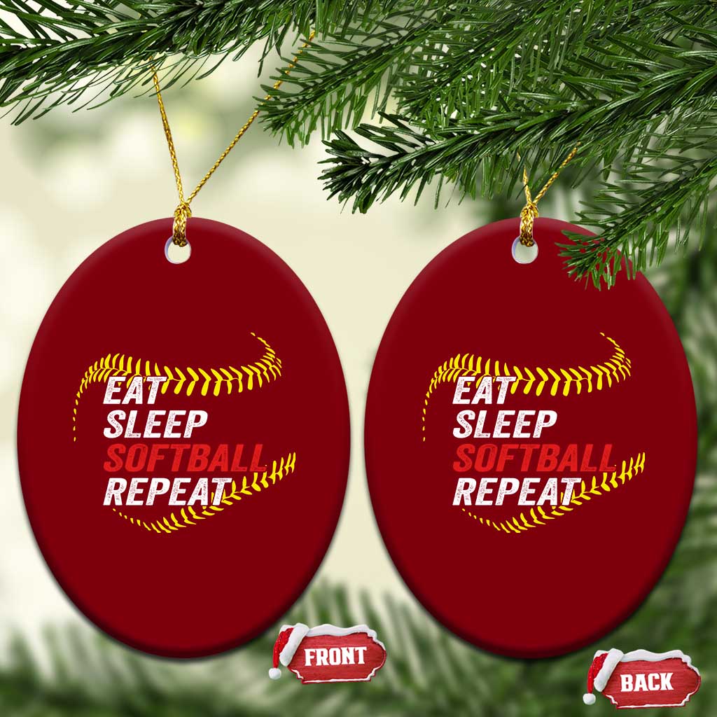 Eat Sleep Softball Repeat Ceramic Ornament Funny Softball Player