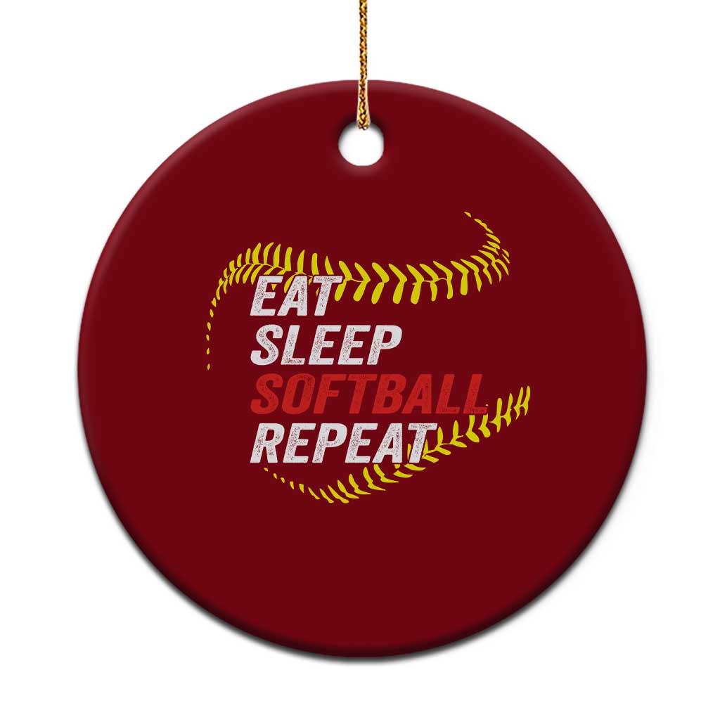 Eat Sleep Softball Repeat Ceramic Ornament Funny Softball Player