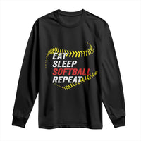 Eat Sleep Softball Repeat Long Sleeve Shirt Funny Softball Player