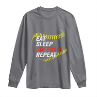 Eat Sleep Softball Repeat Long Sleeve Shirt Funny Softball Player