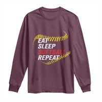 Eat Sleep Softball Repeat Long Sleeve Shirt Funny Softball Player