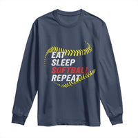 Eat Sleep Softball Repeat Long Sleeve Shirt Funny Softball Player