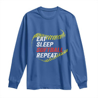 Eat Sleep Softball Repeat Long Sleeve Shirt Funny Softball Player