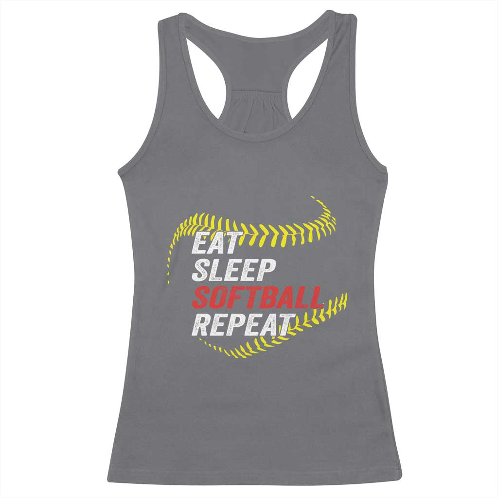 Eat Sleep Softball Repeat Racerback Tank Top Funny Softball Player