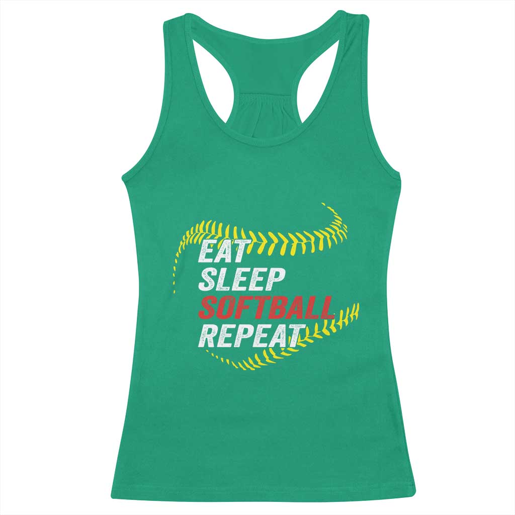 Eat Sleep Softball Repeat Racerback Tank Top Funny Softball Player