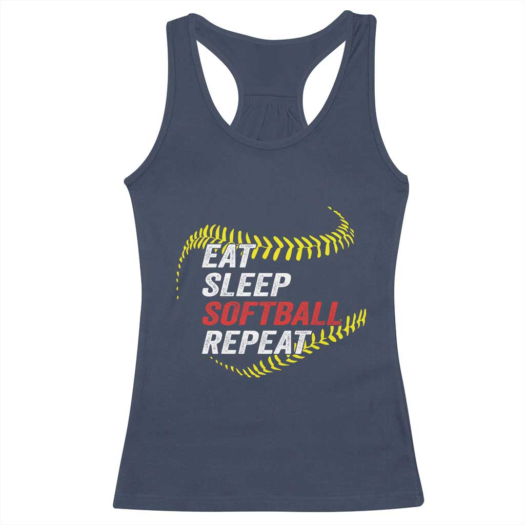 Eat Sleep Softball Repeat Racerback Tank Top Funny Softball Player