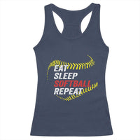 Eat Sleep Softball Repeat Racerback Tank Top Funny Softball Player