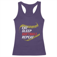 Eat Sleep Softball Repeat Racerback Tank Top Funny Softball Player