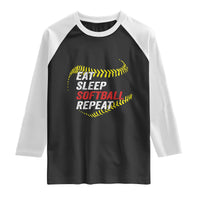 Eat Sleep Softball Repeat Raglan Shirt Funny Softball Player