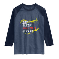 Eat Sleep Softball Repeat Raglan Shirt Funny Softball Player