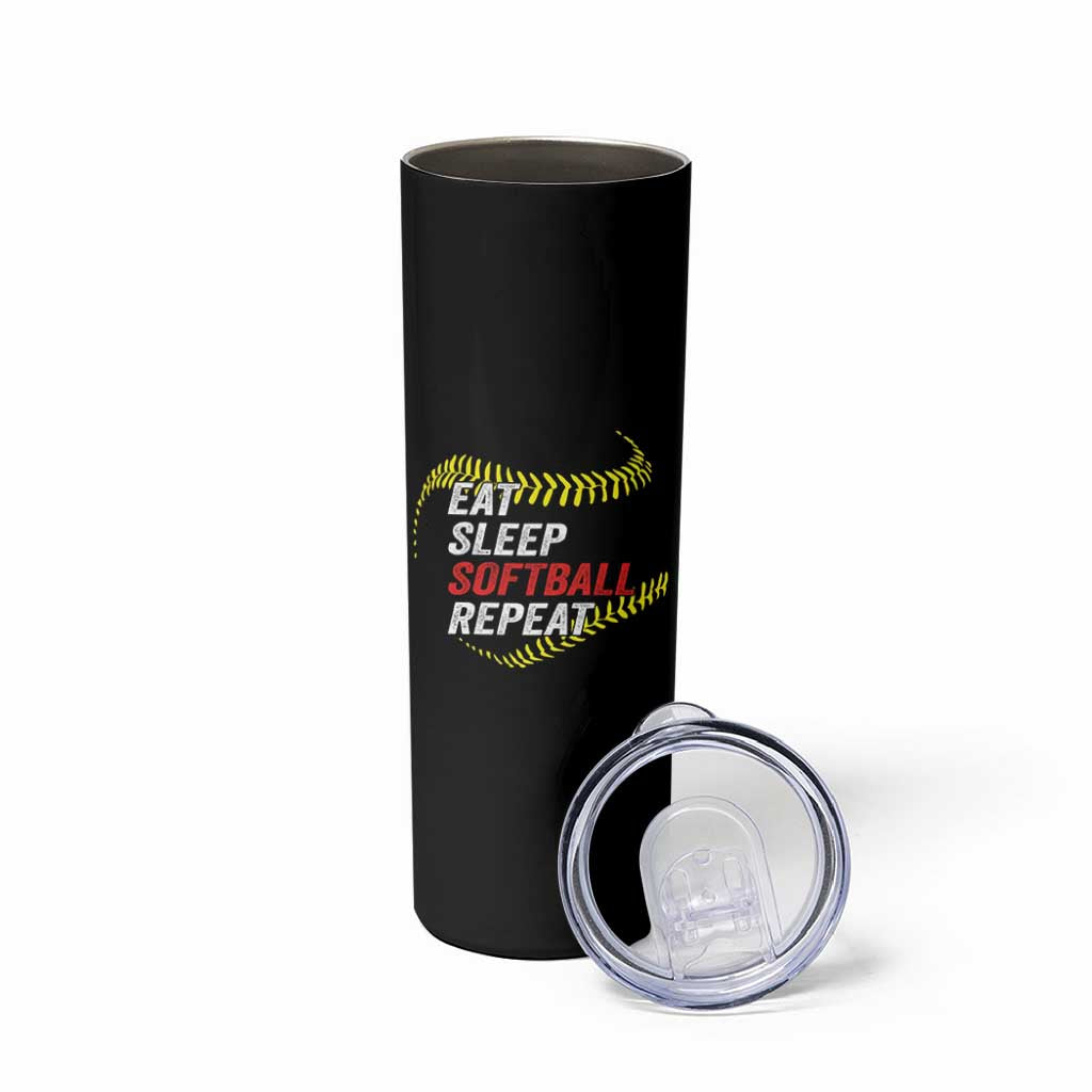 Eat Sleep Softball Repeat Skinny Tumbler Funny Softball Player