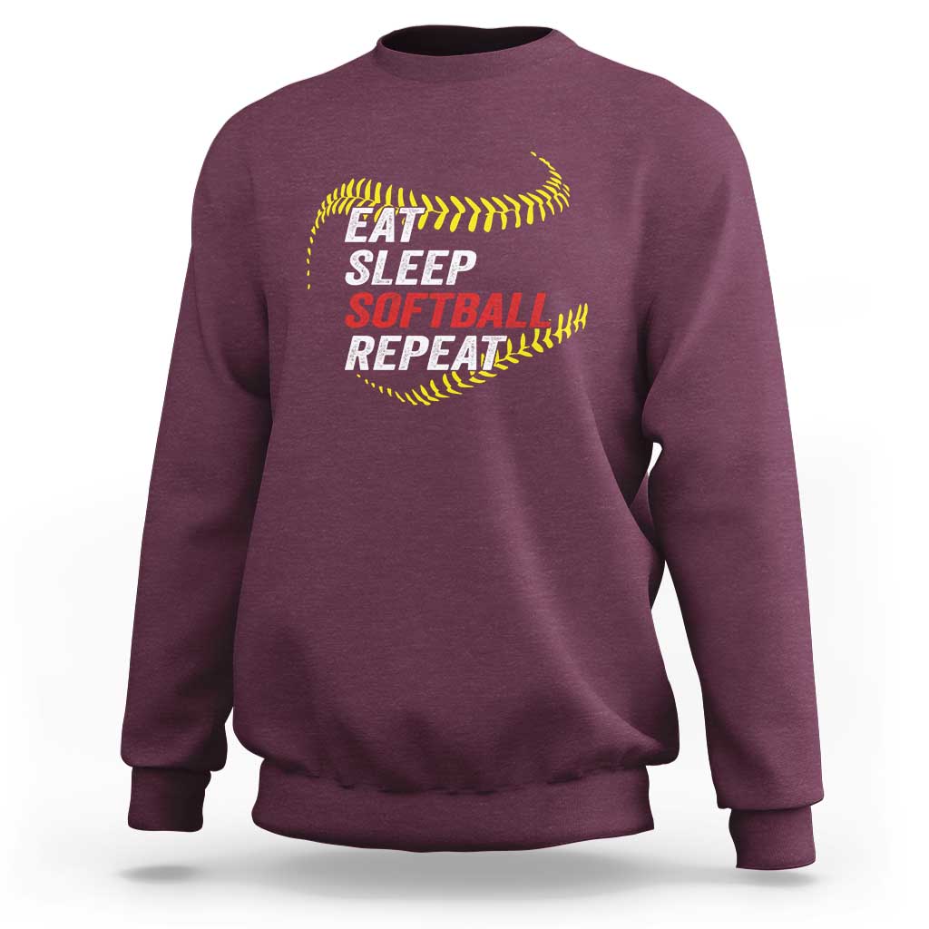 Eat Sleep Softball Repeat Sweatshirt Funny Softball Player