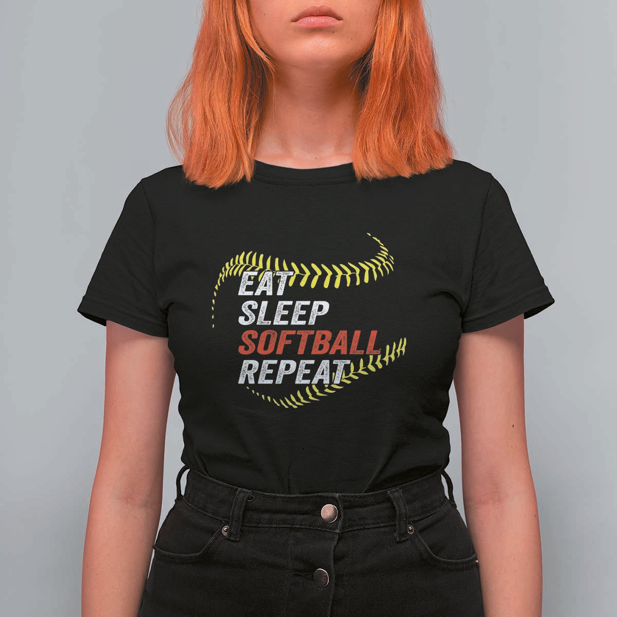 Eat Sleep Softball Repeat T Shirt For Women Funny Softball Player