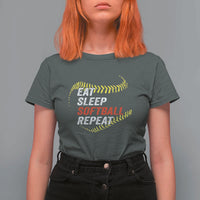 Eat Sleep Softball Repeat T Shirt For Women Funny Softball Player