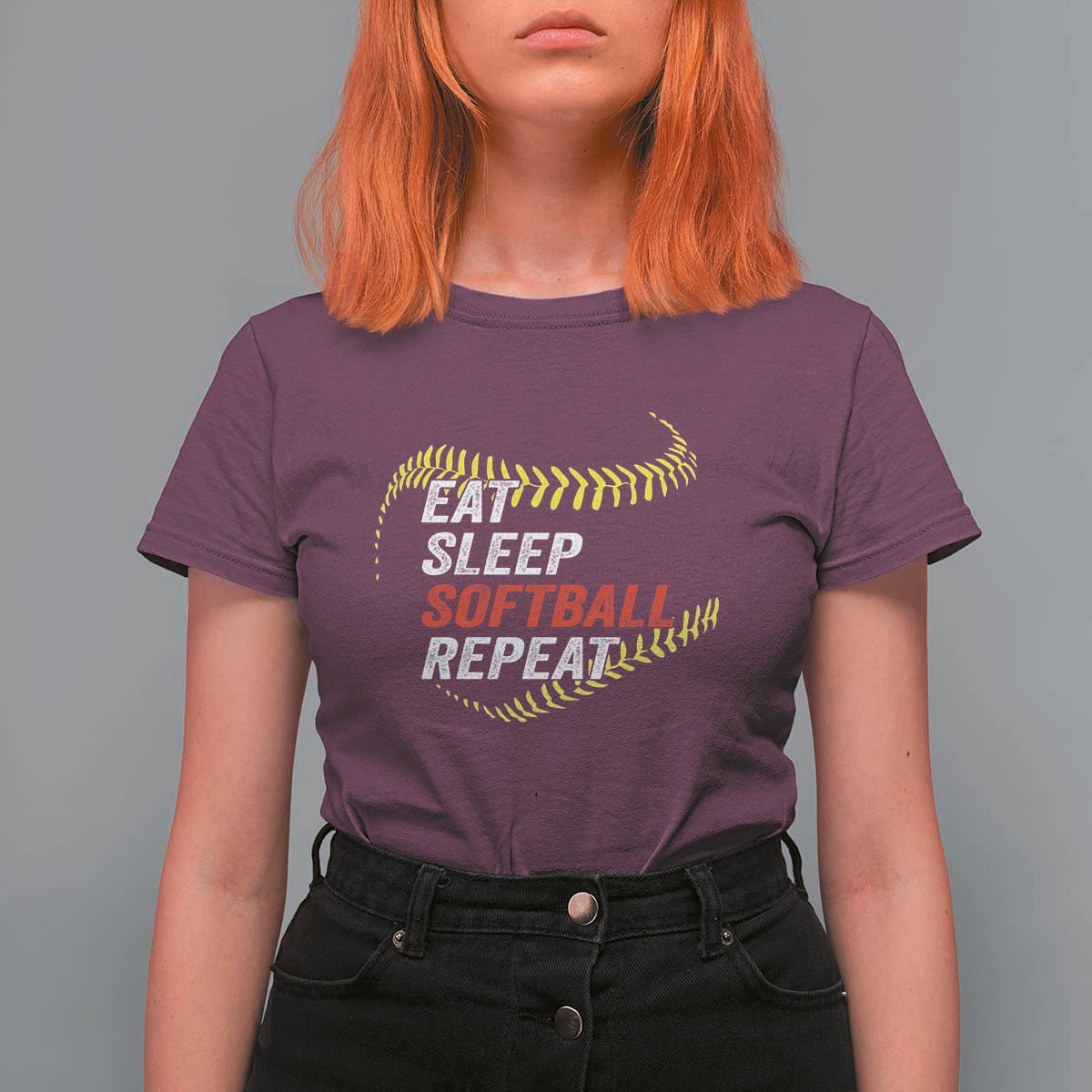 Eat Sleep Softball Repeat T Shirt For Women Funny Softball Player