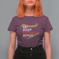 Eat Sleep Softball Repeat T Shirt For Women Funny Softball Player