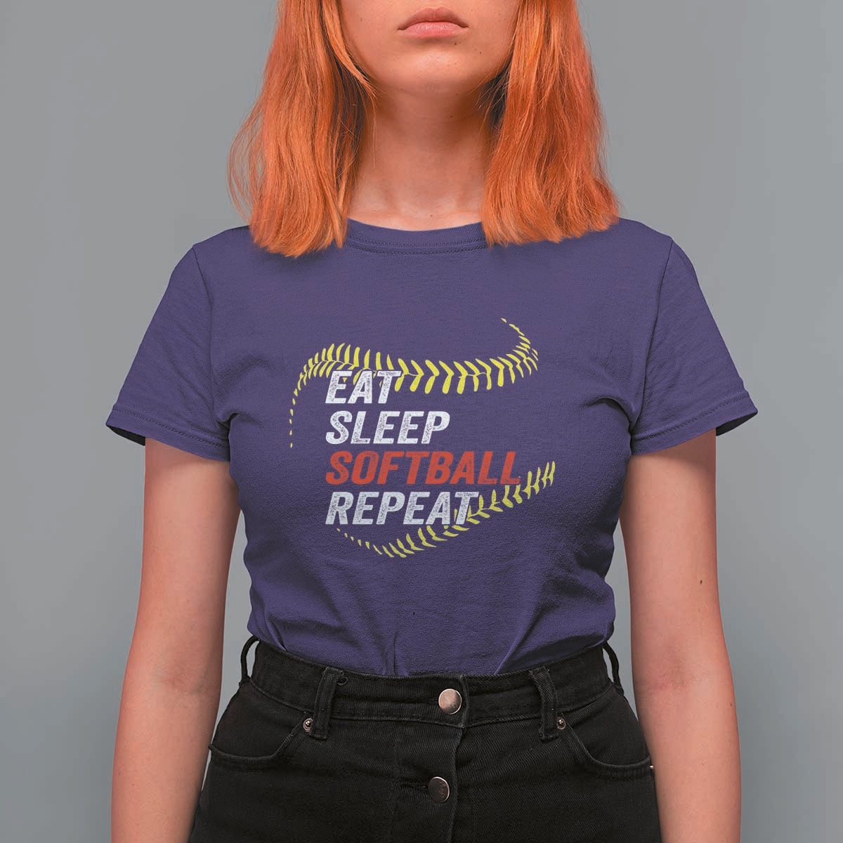 Eat Sleep Softball Repeat T Shirt For Women Funny Softball Player