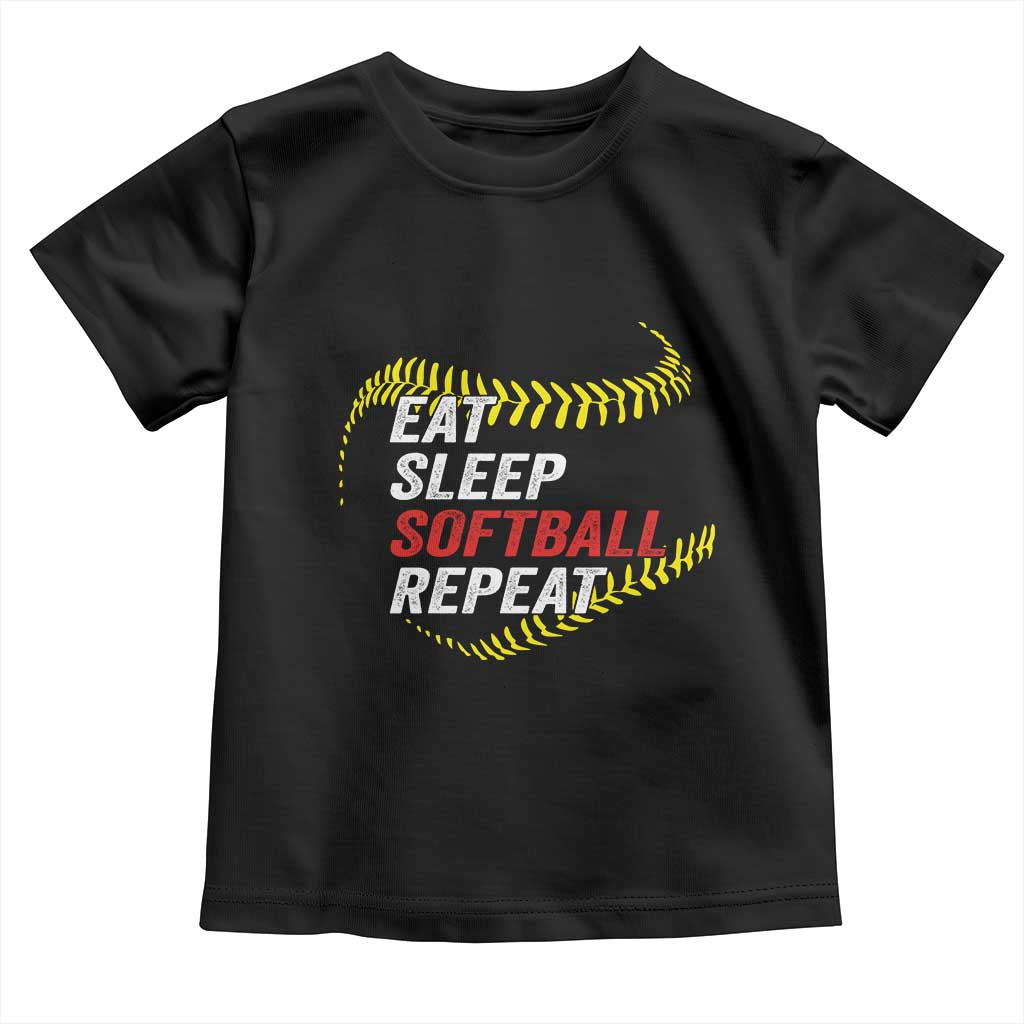 Eat Sleep Softball Repeat Toddler T Shirt Funny Softball Player