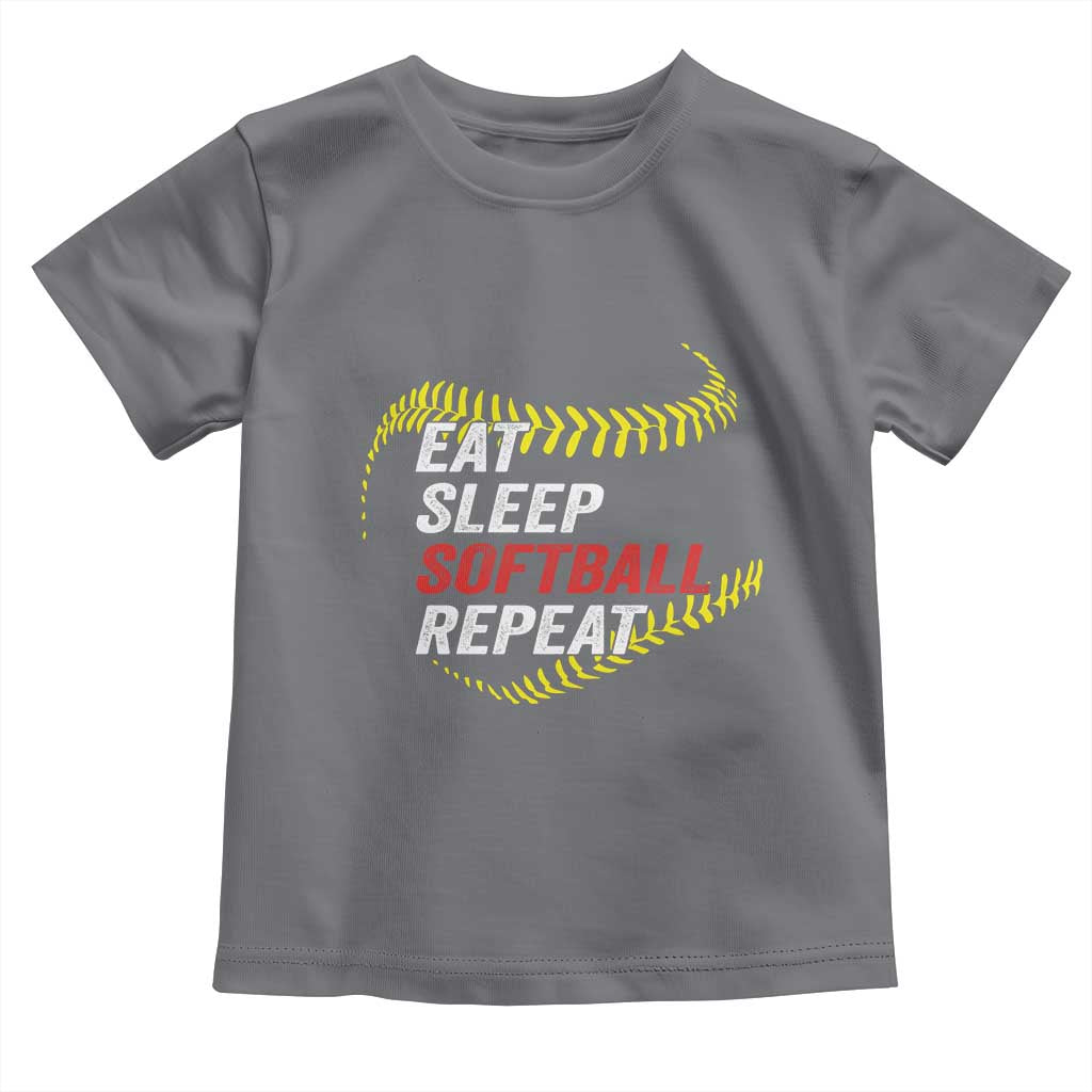 Eat Sleep Softball Repeat Toddler T Shirt Funny Softball Player