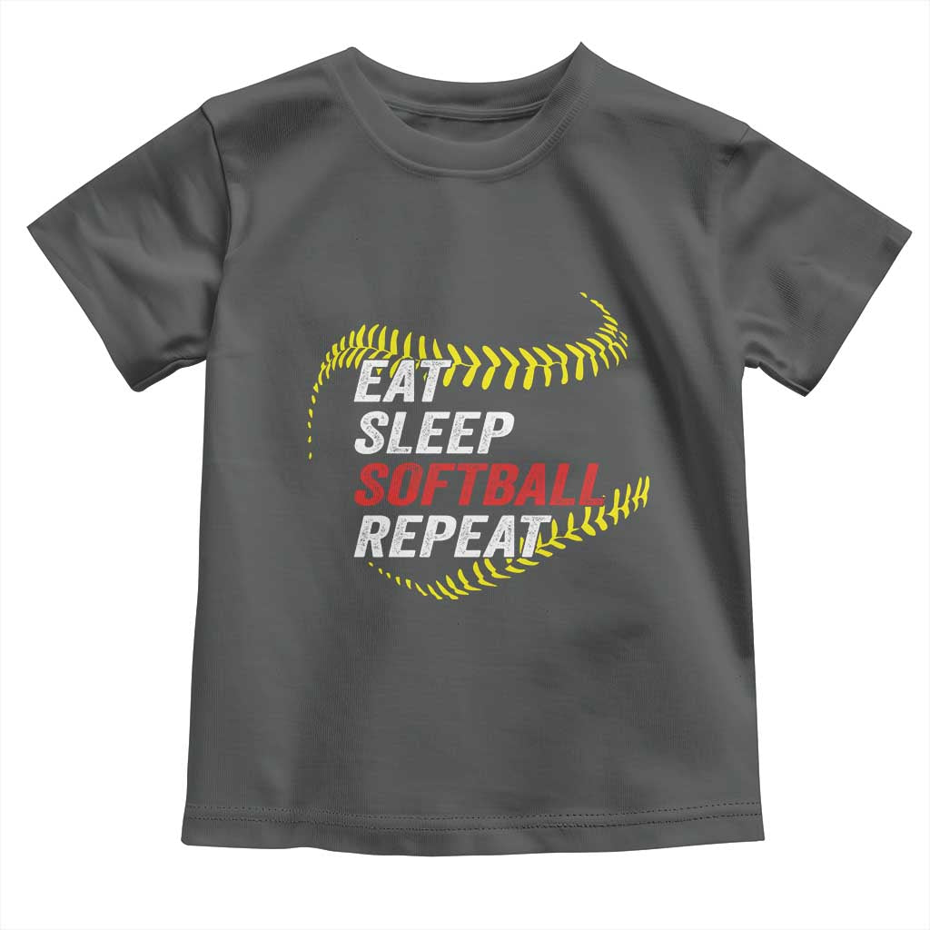 Eat Sleep Softball Repeat Toddler T Shirt Funny Softball Player