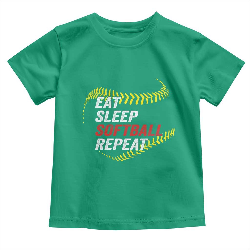 Eat Sleep Softball Repeat Toddler T Shirt Funny Softball Player