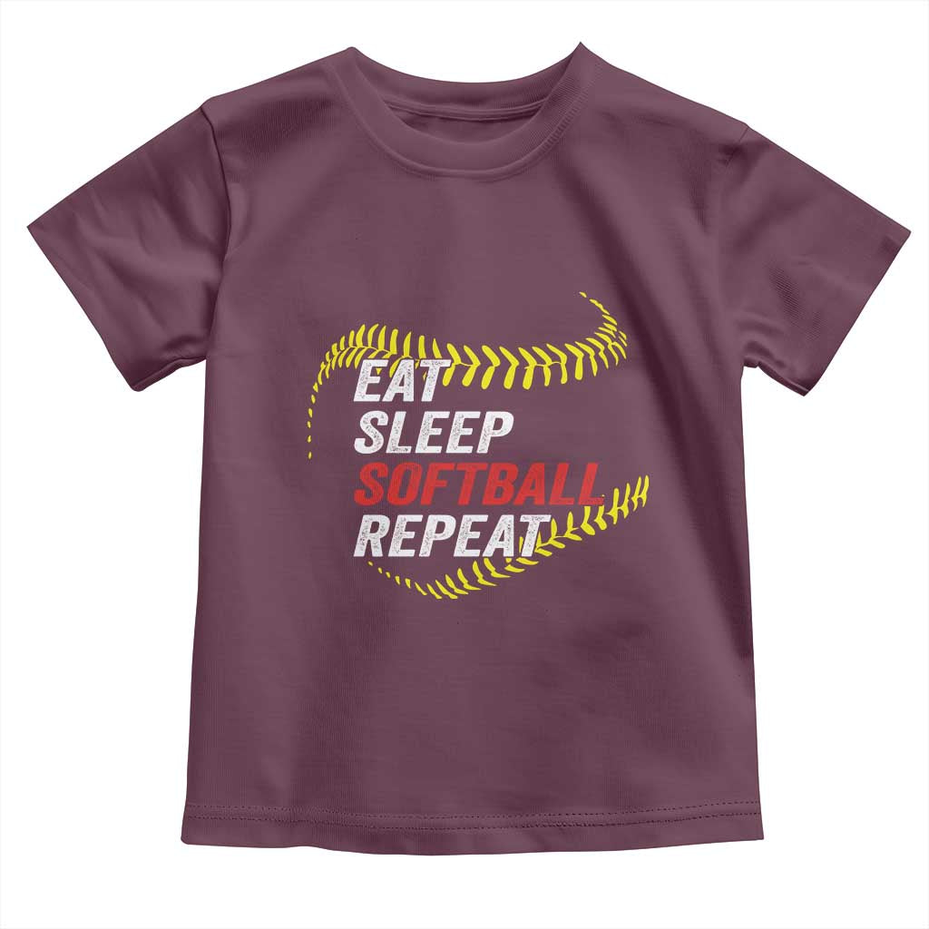 Eat Sleep Softball Repeat Toddler T Shirt Funny Softball Player