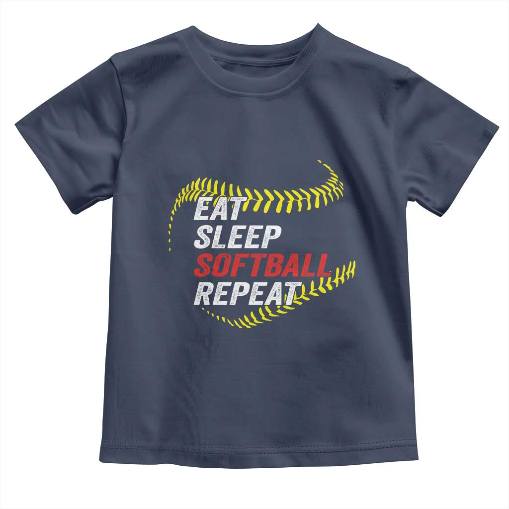 Eat Sleep Softball Repeat Toddler T Shirt Funny Softball Player