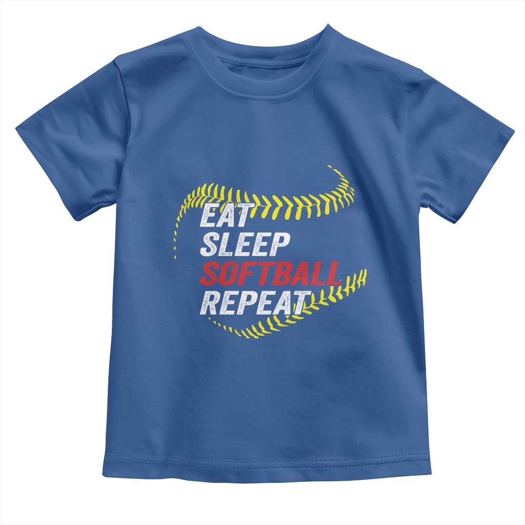Eat Sleep Softball Repeat Toddler T Shirt Funny Softball Player