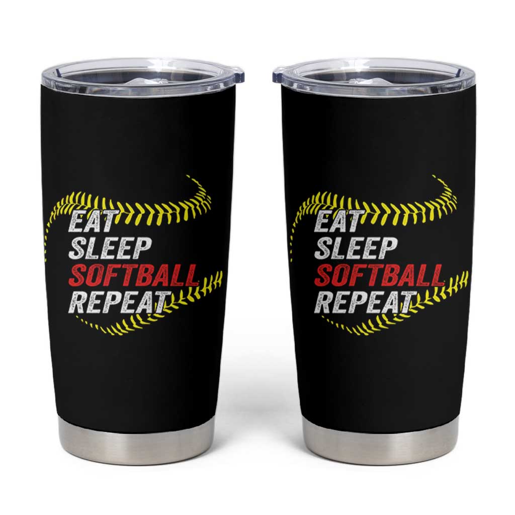 Eat Sleep Softball Repeat Tumbler Cup Funny Softball Player