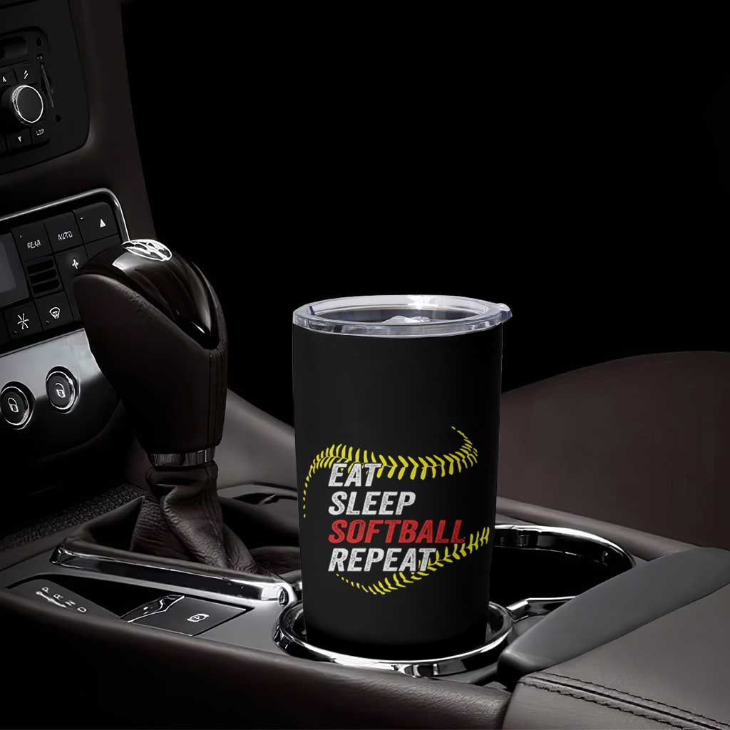 Eat Sleep Softball Repeat Tumbler Cup Funny Softball Player