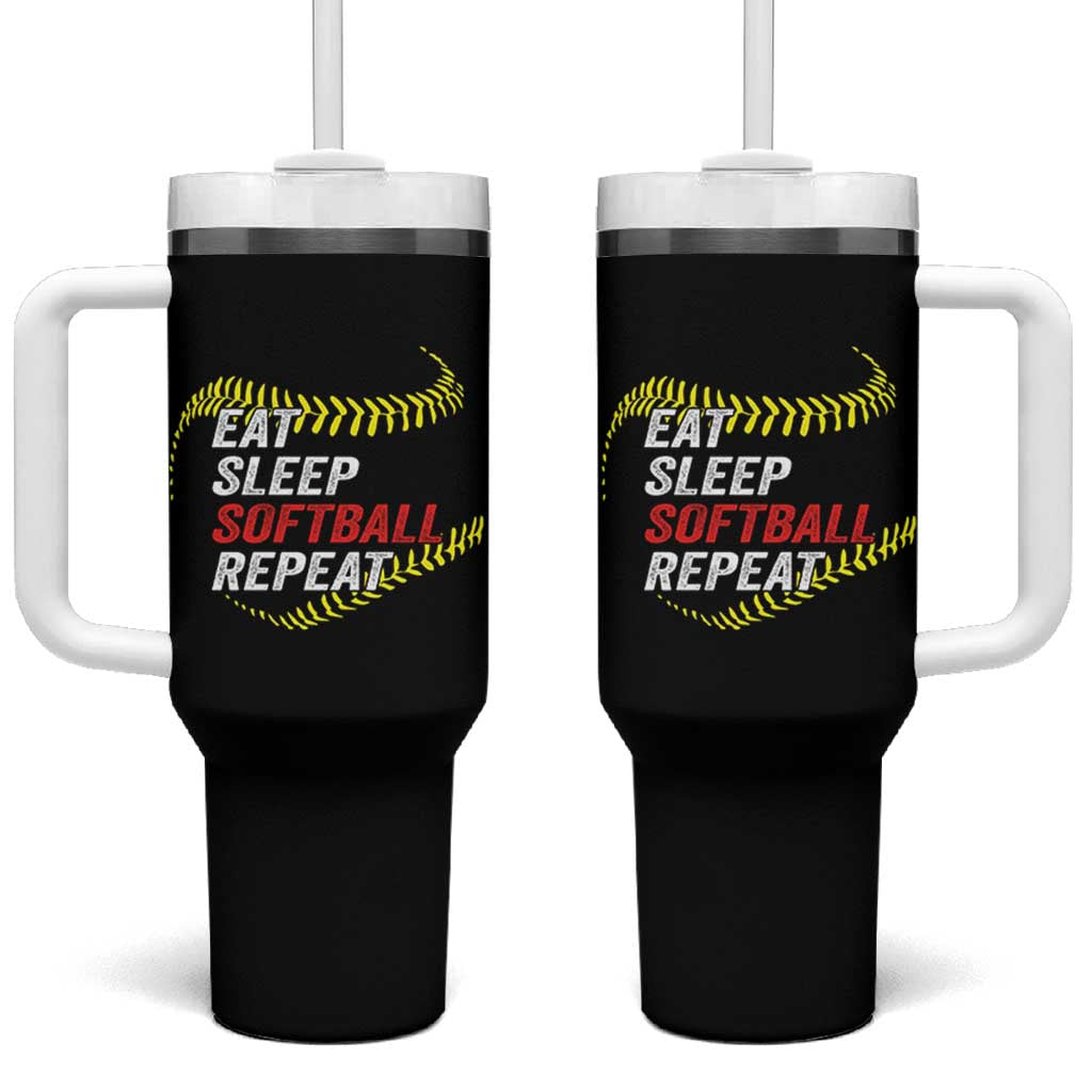 Eat Sleep Softball Repeat Tumbler With Handle Funny Softball Player