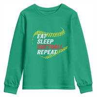 Eat Sleep Softball Repeat Youth Sweatshirt Funny Softball Player