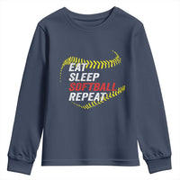 Eat Sleep Softball Repeat Youth Sweatshirt Funny Softball Player