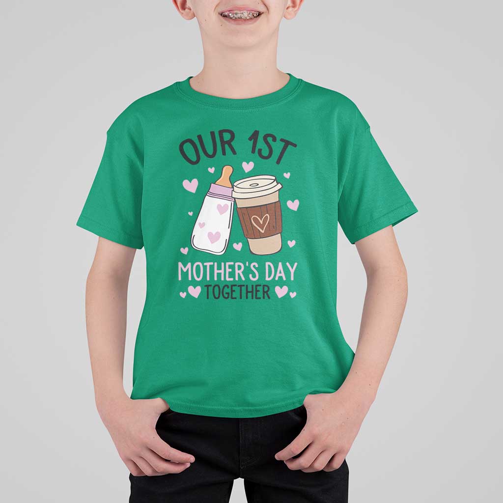 Funny Our First Mother's Day Together T Shirt For Kid Mom And Baby Matching