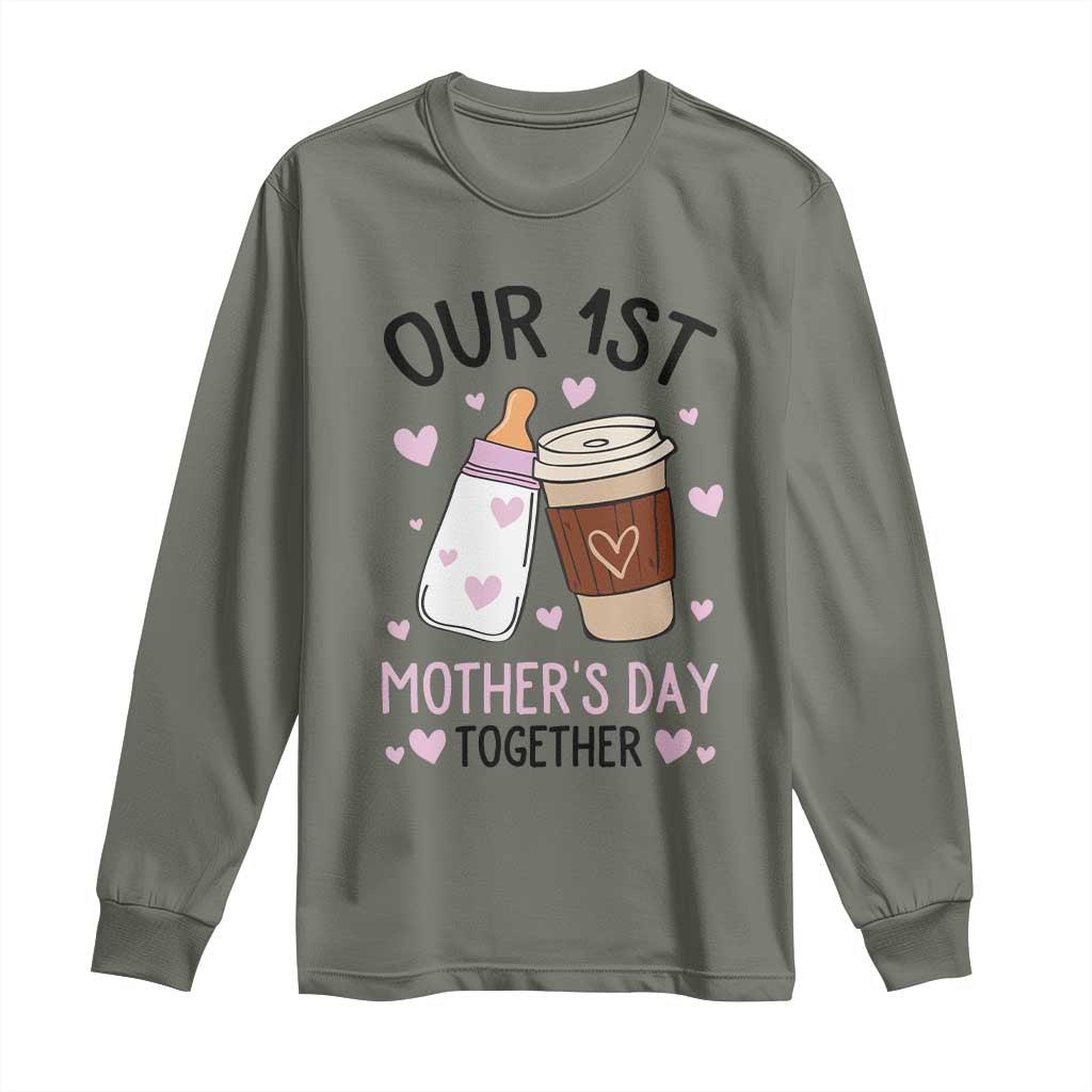 Funny Our First Mother's Day Together Long Sleeve Shirt Mom And Baby Matching