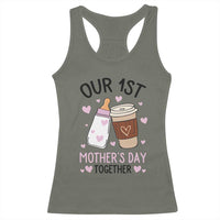 Funny Our First Mother's Day Together Racerback Tank Top Mom And Baby Matching