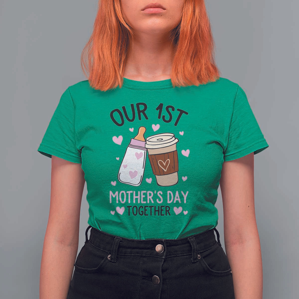 Funny Our First Mother's Day Together T Shirt For Women Mom And Baby Matching