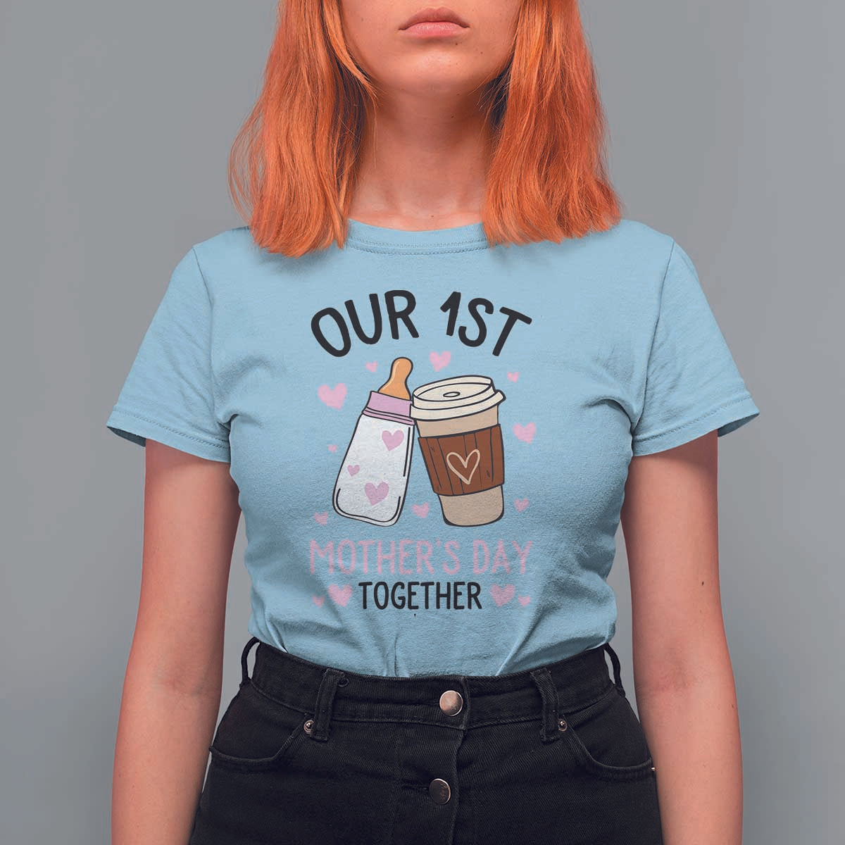 Funny Our First Mother's Day Together T Shirt For Women Mom And Baby Matching