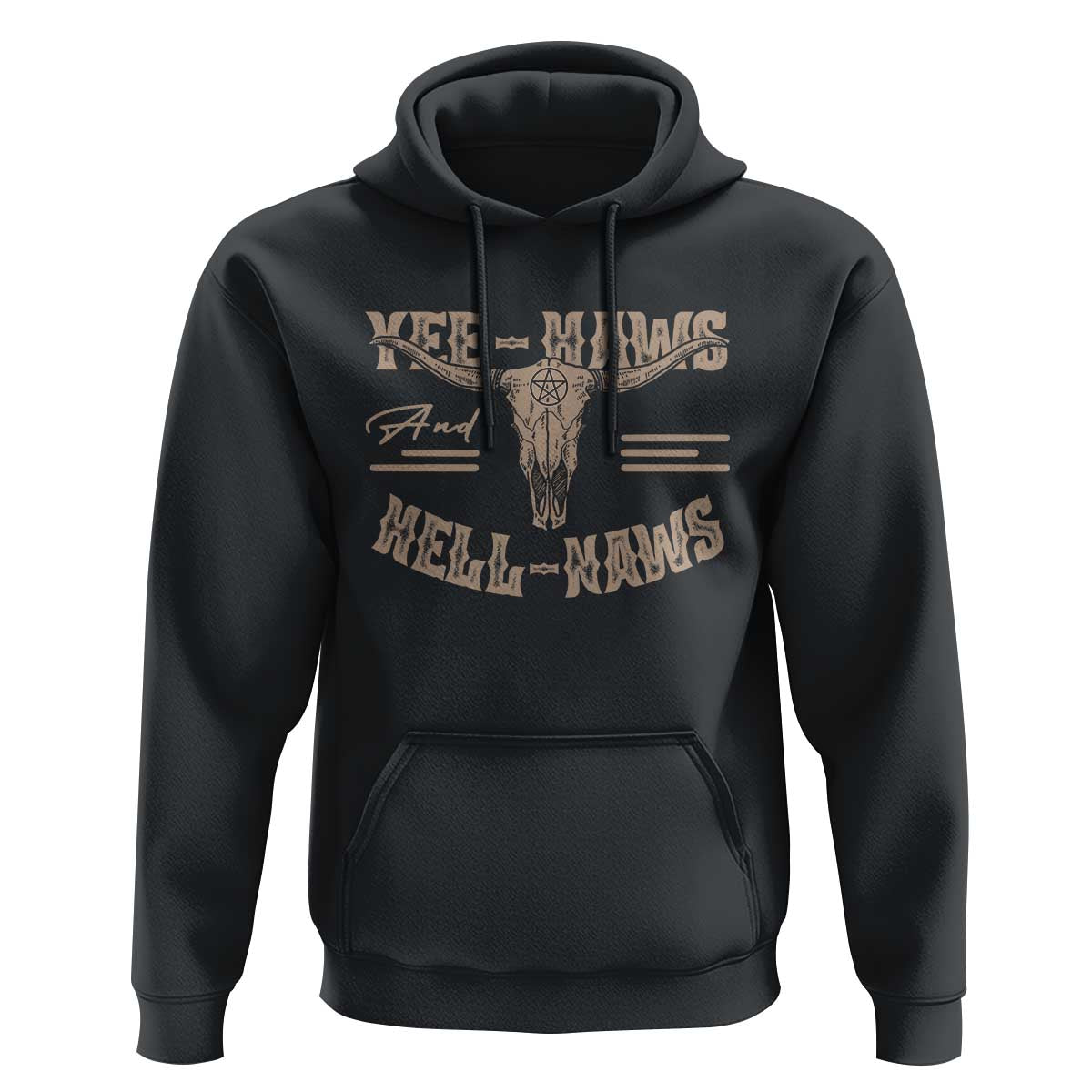 Funny Yee Haws And Hell Naws Hoodie Western Country Cowboy Longhorn Skull