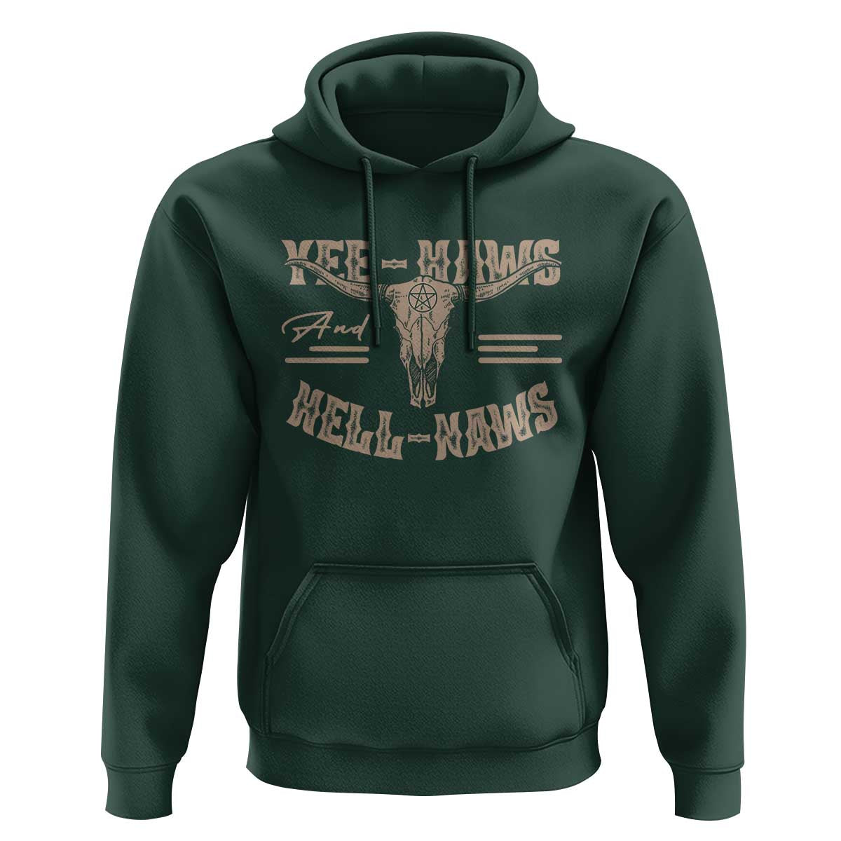 Funny Yee Haws And Hell Naws Hoodie Western Country Cowboy Longhorn Skull