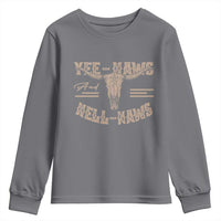 Funny Yee Haws And Hell Naws Youth Sweatshirt Western Country Cowboy Longhorn Skull