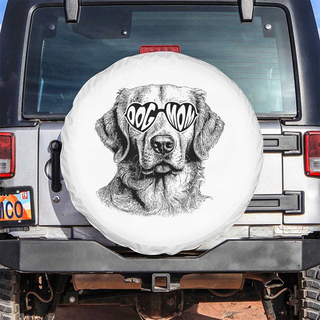 Funny Golden Retirever Dog Mom Spare Tire Cover Heart Shaped Sunglasses