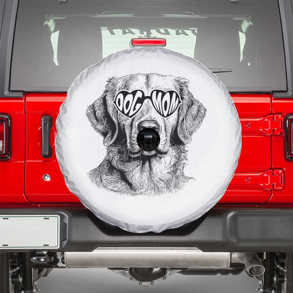 Funny Golden Retirever Dog Mom Spare Tire Cover Heart Shaped Sunglasses