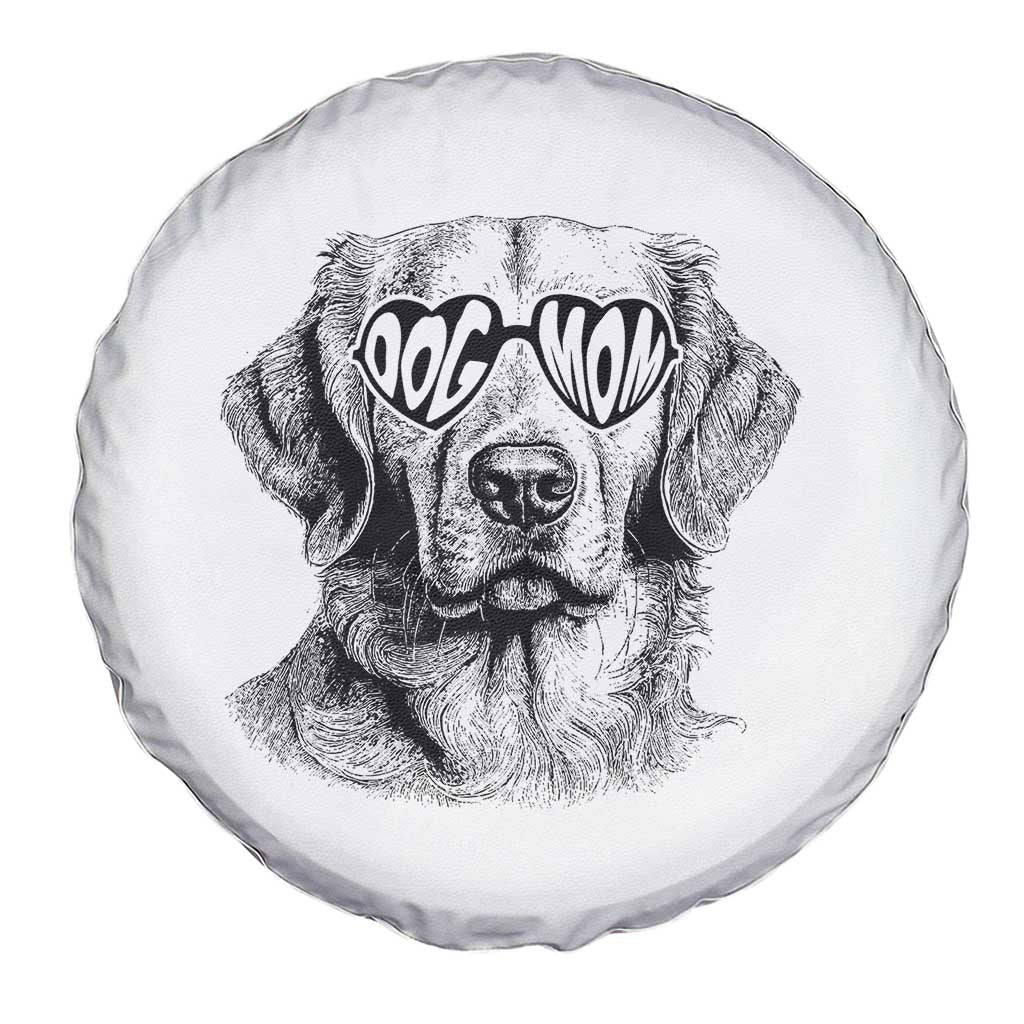 Funny Golden Retirever Dog Mom Spare Tire Cover Heart Shaped Sunglasses