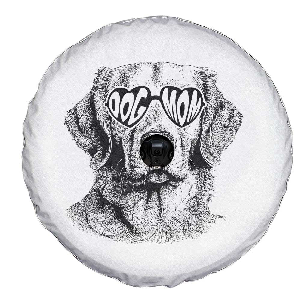 Funny Golden Retirever Dog Mom Spare Tire Cover Heart Shaped Sunglasses