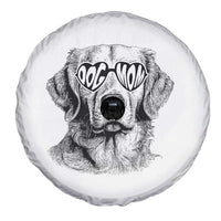 Funny Golden Retirever Dog Mom Spare Tire Cover Heart Shaped Sunglasses