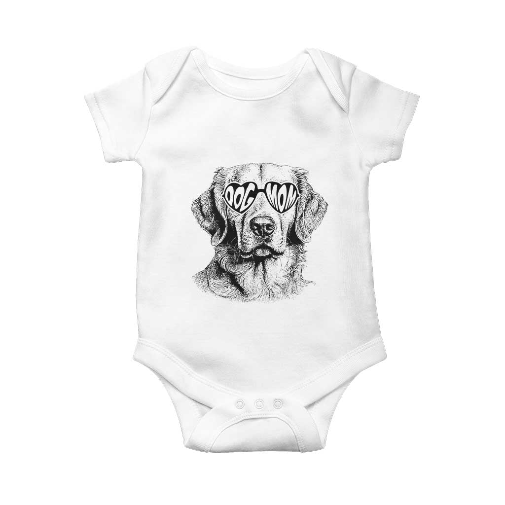 Funny Golden Retirever Dog Mom Baby Onesie Heart Shaped Sunglasses